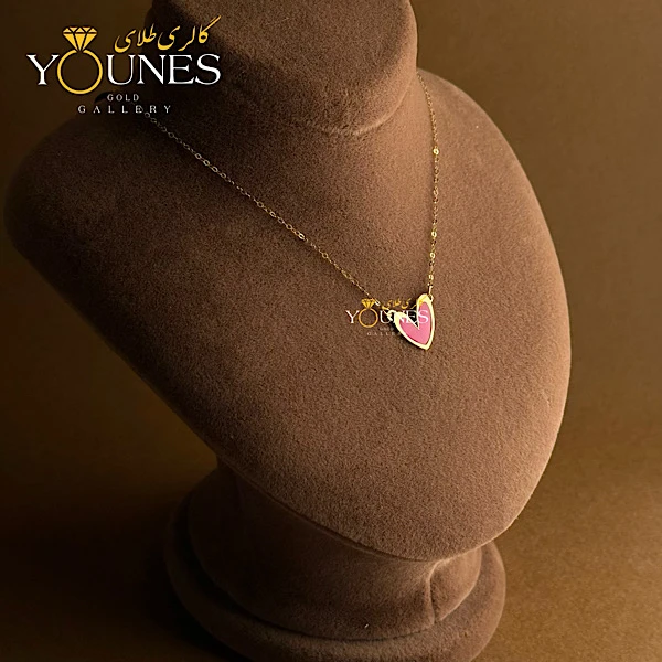 گردنبند میناکاری قلب صورتی باربی طلا